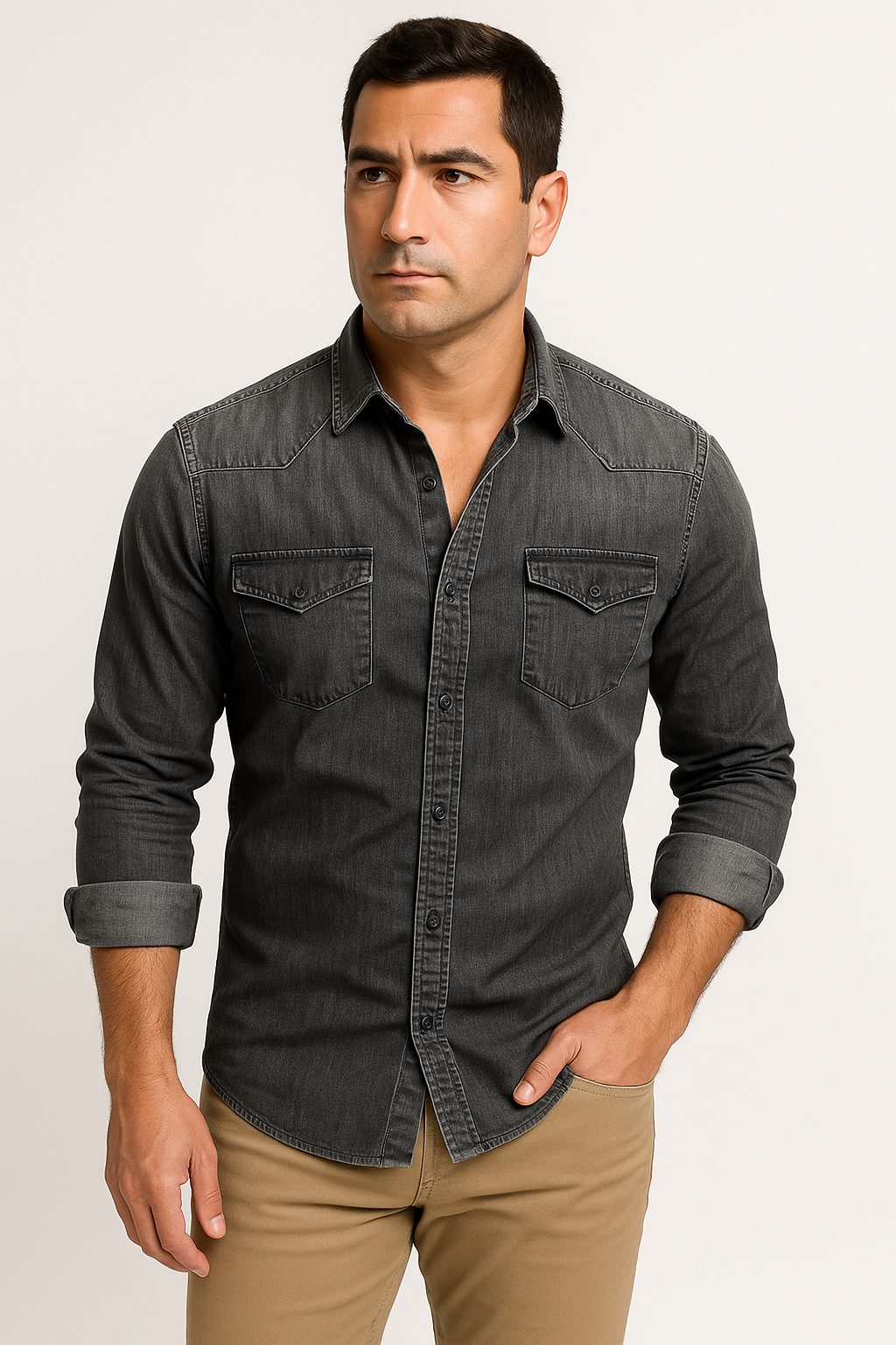 Camicia Uomo Denim - Design Classico e Versatile, Casual