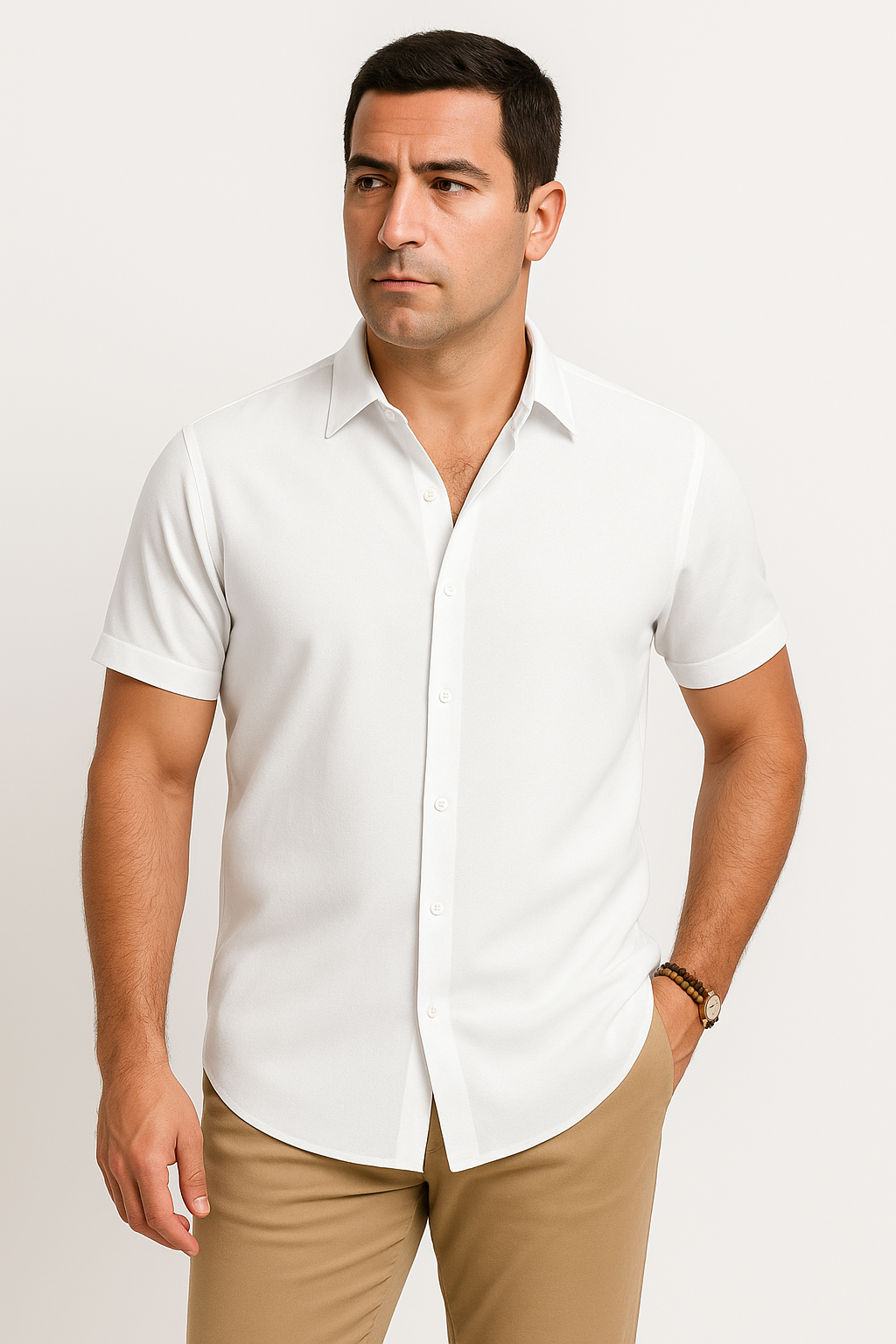 Camicia Uomo a Maniche Corte - Comfort e Versatilità, Materiale Morbido e Traspirante