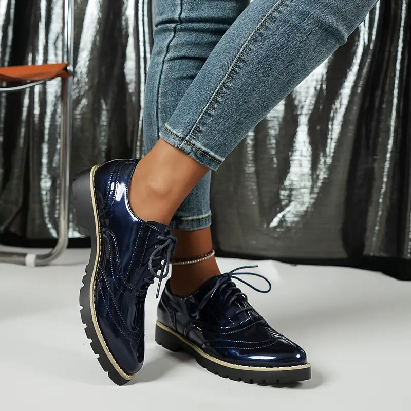 Variant image for Giulia | Scarpe Donna Oxford - Pelle Verniciata Elegante-17