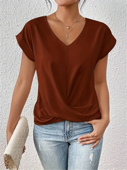 Federica - T-Shirt Casual con Scollo a Cuore