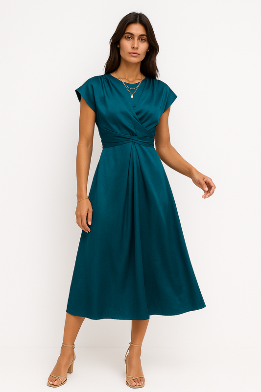 Claire | Abito Midi Elegante in Seta - Versatile e Sofisticato