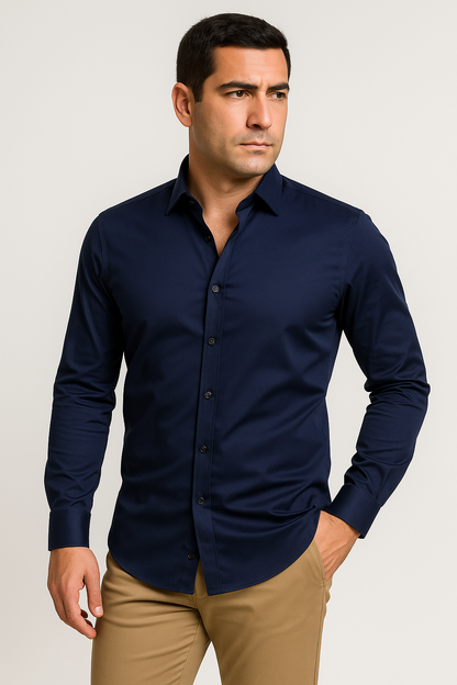 Camicia Uomo Slim Fit - Tessuto Traspirante e Antistiro, Elegante e Leggera