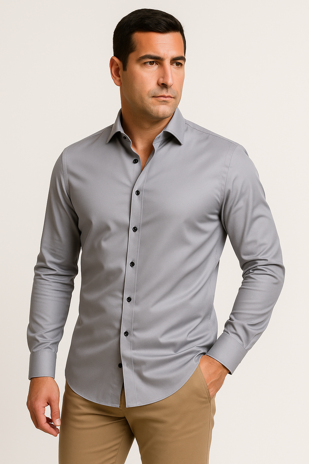 Camicia Uomo Slim Fit - Tessuto Traspirante e Antistiro, Elegante e Leggera