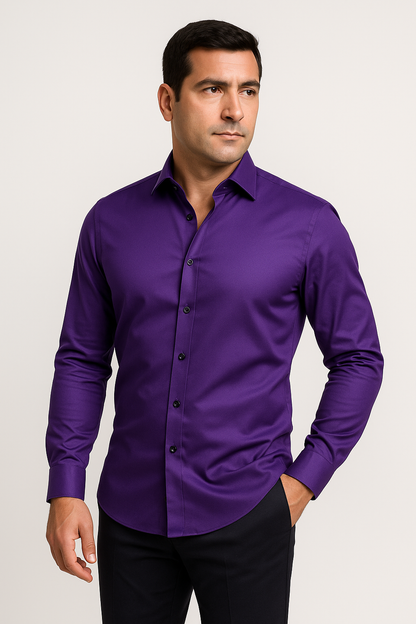 Camicia Uomo Slim Fit - Tessuto Traspirante e Antistiro, Elegante e Leggera