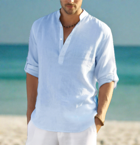 Camicia Uomo in Lino - Traspirante, Classica e Versatile, Vari Colori Disponibili-3