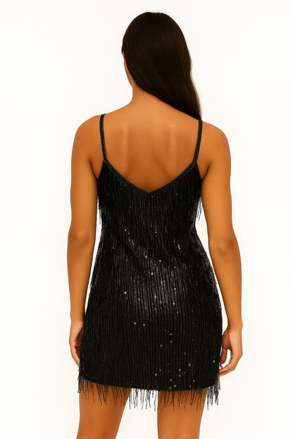 Abito Donna Elegante Scollo a V - Vestito Cerimonia in Materiale di Alta Qualità