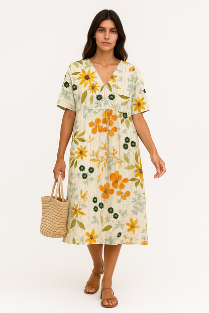 Abito Donna Estivo - Leggero e Chic con Motivo a Fiori, Perfetto per Occasioni Informali