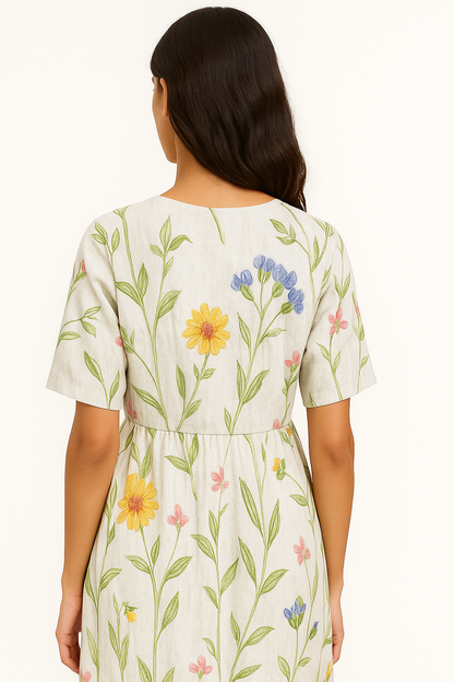 Abito Donna Estivo - Leggero e Chic con Motivo a Fiori, Perfetto per Occasioni Informali