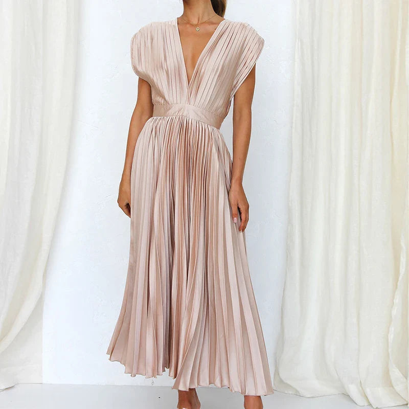 Variant image for Abito da Donna Senza Maniche - Elegante con Cerniera e Rughe, Perfetto per Cerimonia e Occasioni Speciali-9