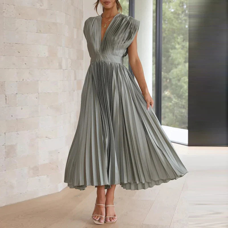 Variant image for Abito da Donna Senza Maniche - Elegante con Cerniera e Rughe, Perfetto per Cerimonia e Occasioni Speciali-21