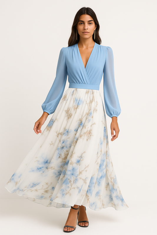 Tess | Women's Floral Maxi Dress - Lungo Cerimonia Elegante